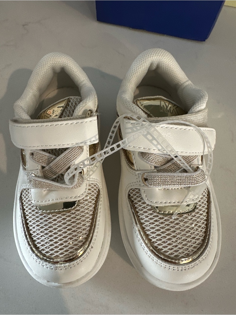 Michael Kors Kids White Sneakers with Gold Trim